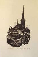 "Tallinn Oleviste kirikuga", linoollõige 1966, 18 x 11 cm, 79€