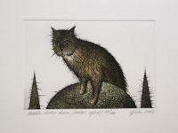 "Mäkke tulev kass" ofort 2002, 69€